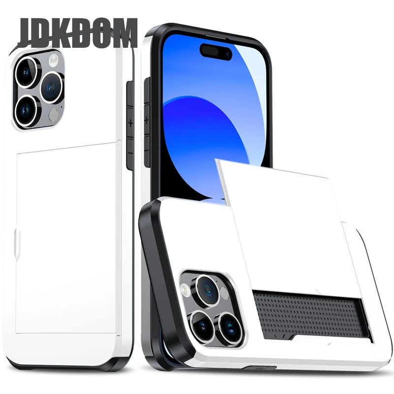 Stylish Shockproof Wallet Phone Case with Card Slot for iPhone 16, 15, 14, 13, 12 Mini, and 11 Pro Max - The Ultimate Card Storage Solution