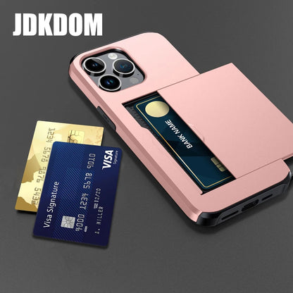 Stylish Shockproof Wallet Phone Case with Card Slot for iPhone 16, 15, 14, 13, 12 Mini, and 11 Pro Max - The Ultimate Card Storage Solution